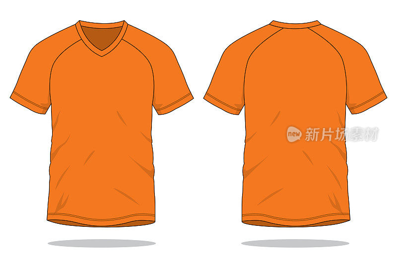 Orange V-Neck Shirt Vector for Template